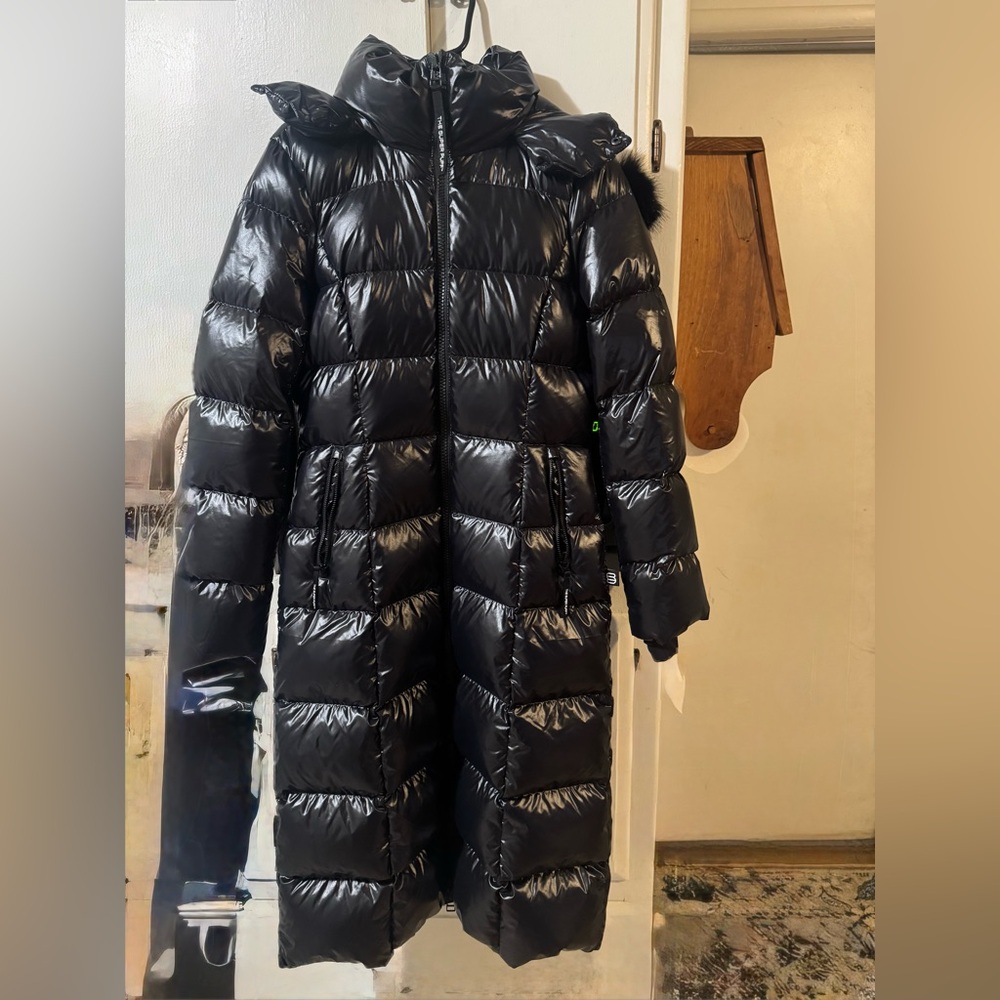 Aritzia Black Glossy Long Puffer Coat